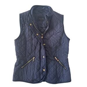 ZARA Basic Navy Quilted Vest Equestrian Preppy Core